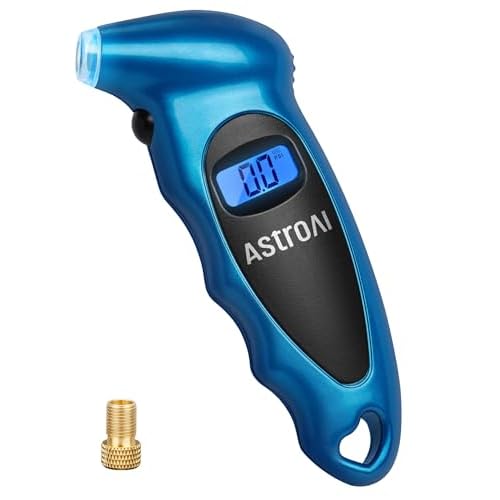 AstroAI Digital Tire Pressure Gauge 0-150PSI, Accurate in 0.1 Increments, Tire Pressure Gauge with Backlit LCD and Presta Valve Adaptor, 4 Units of Measurement for Car Truck Bicycle, Blue