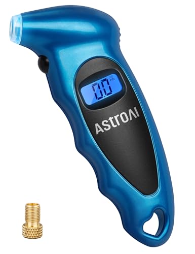 AstroAI Digital Tire Pressure Gauge 0-150PSI, Accurate in 0.1 Increments, Backlit LCD and Presta Valve Adaptor Included, 4 Units of Measurement for Car Truck Bicycle, Blue