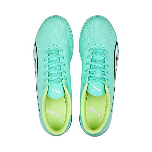 PUMA Mens Ultra Play Indoor Trainer Soccer Shoes, Electric Peppermint-PUMA Mens White-Fast Yellow, 8.5