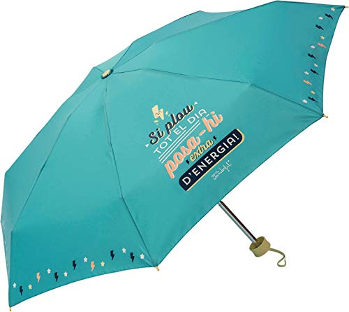 Paraguas Plegable Mr. Wonderful Cat Si plou Tot el Dia posa-hi Extra d´energia! Verde