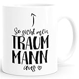 MoonWorks® Kaffee-Tasse So sieht mein Traummann aus Spruch Geschenk Liebe Valentinstag Mann Freund Schwarz unisize