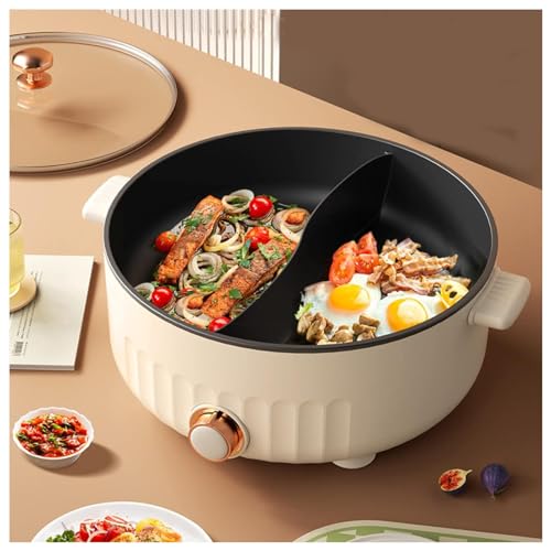 ARTSIM Hot Pot Electric, Automatic Power Cut-Off Hot Pot Pan Dual Electric Pot Suitable for Birthday Parties (with 2 Leaky Nets),white