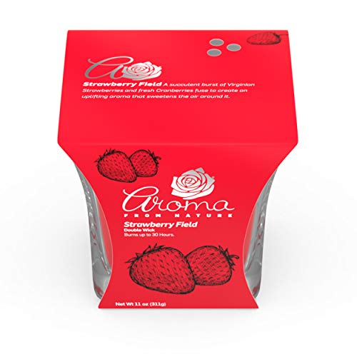Aroma From Nature Strawberry Field 11 Oz Airecare Scented Candle - 2 Pack - Aromatherapy Candles - Home Fragrance - Apothecary Glass With Double Wick #TOP3