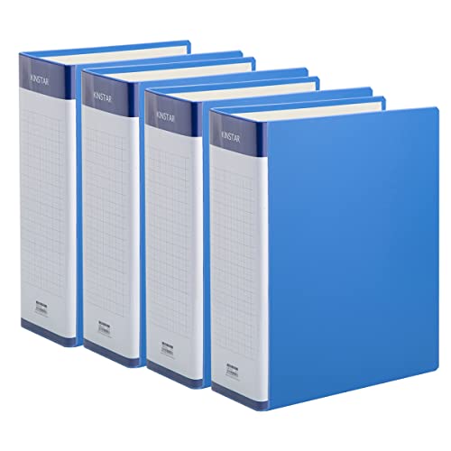 Kinstar 両開きパイプ式ファイル 両開き 青4冊パック A4縦 保存ファイル 500枚収納 50mm