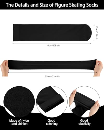 Image of SATINIOR Women Girls Ice Skating Socks | Tight High Knee Nylon Socks for Skating Activities Women and Girls, Compatible with Ice Skates and Roller Skates