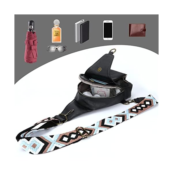 Augot PU Leather Sling Bag for Women, Fashional Crossbody Bag, Small Sling Belt Mini Chest Bag Sholder Bag with Guitar Strap - Image 7