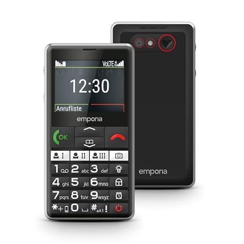 EmporiaPURE-LTE seniormobiltelefon 4G med nödsamtalsknapp, svart