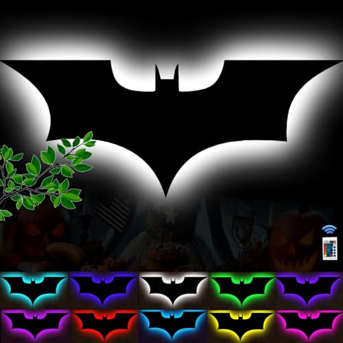 Bat Lamp Neon Sign LED Bat Signal Night Light 16 Colors Adjustable Man Cave Party Home Bedroom Christmas Halloween Decoration Lights Birthday Gifts