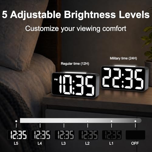 Image of DreamSky Small Digital Alarm Clock with Night Light for Kids Bedroom | RGB Desk Clock with Large Numbers for Teens Boys, Brightness Dimmer, Adjustable Alarm Volume, USB Port, USB-C Adapter Powered