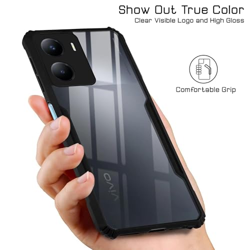 Image of Jkobi Back Case Cover for Vivo T2x (Shockproof with Polycarbonate Clear Panel | Professional Black)