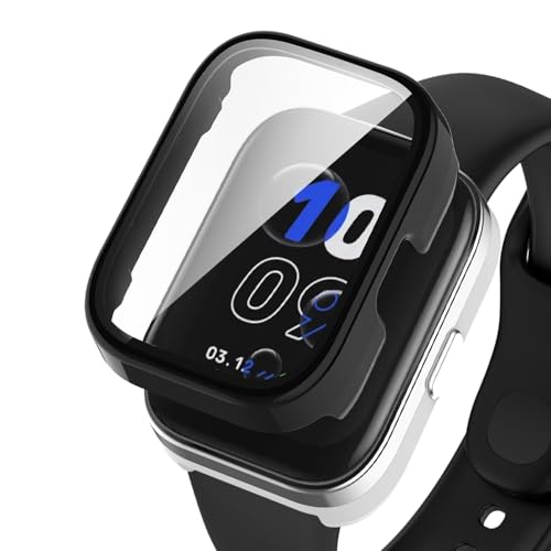 AiMaoo Amazfit Bip 5 Unity �Ή� �P�[�X �����K���X�t�B���� �ی� �J�o�[ �d���|��PC�f�� ��̉� �ϏՌ� ���h�~ �ϐF�h�~ �S�ʃJ�o�[ �S�ʕی� �X�}�[�g�E�H�b�` Amazfit Bip 5 Unity (�u���b�N)