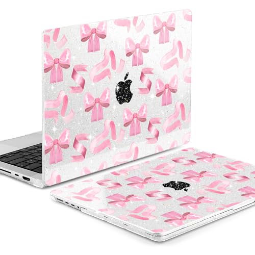 Image of MEEgoodo Case for M5 MacBook Pro 16 inch Case 2026 2024 2023 2021 with M5 M4 M3 M2 M1 Pro /Max Chip, Fit Model A3429 /A3428 /A3403 /A3186 /A2991 /A2780 /A2485, Pink Satin Bow