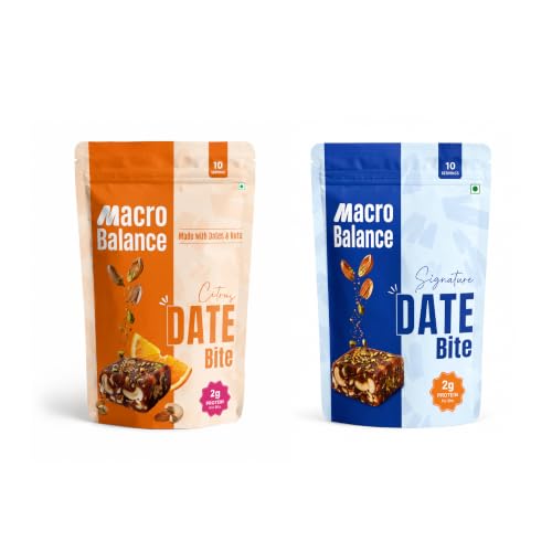 Image of Macro Balance Date Bites - All Flavours Collection | Pack of 20 (400 g) | Premium Dates with Almonds, Cashews, Pistachios, Pure Ghee & Orange Oil | No Added Sugar | Gluten Free