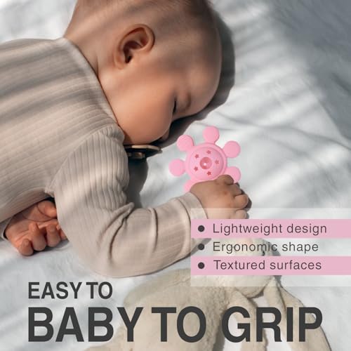 Image of Silicone Baby Teether & Rattle Toy - Soft & Safe for Infants, BPA-Free, Multi-Texture Design for Teething Relief & Early Development (Pink)