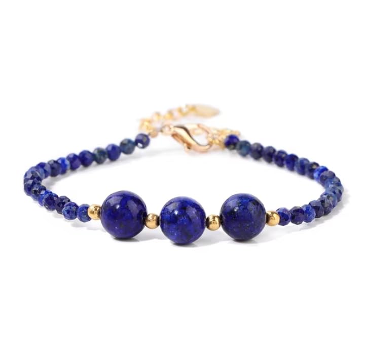 YCTTKDD Bracciale con Perline in Pietra Naturale Bracciale con Perline sfaccettate in lapislazzuli Occhio di Tigre da 3 mm per Donna Uomo