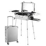 Photo Gallery valigia trolley per il trucco con bluetooth, organizer per cosmetici con vassoio rimovibile e gambe di supporto regolabili, valigetta trolley per il trucco professionale,silver-24-inch Photo Gallery valigia trolley per il trucco con bluetooth, organizer per cosmetici con vassoio rimovibile e gambe di supporto regolabili, valigetta trolley per il trucco professionale,silver-24-inch