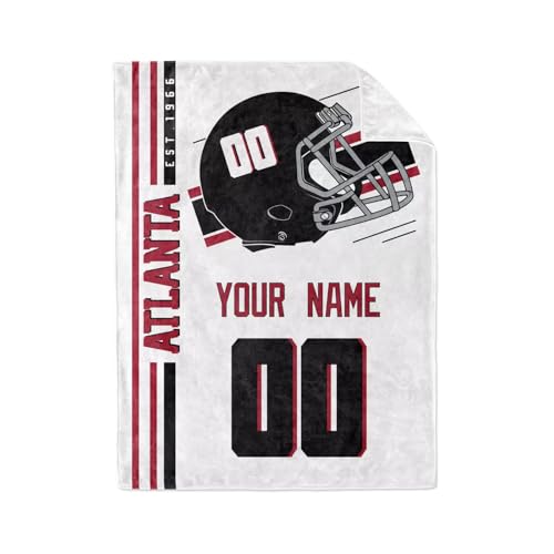 Image of Atlanta Throw Blanket Custom Name and Number Personalized Gifts for Men and Women