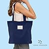 Emma Jonasson Sac cabas pour femme avec fermeture éclair - Sac en toile de jute avec poche intérieure - Sac fourre-tout Esthetic Tote Bag pour femme - Grand sac en tissu pour les courses, le travail, #4