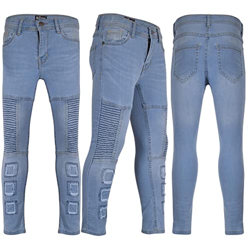 Boys Skinny Jeans Ripped High Waisted Light Blue for Teens Casual Cotton Patched Age 5-14 Years4