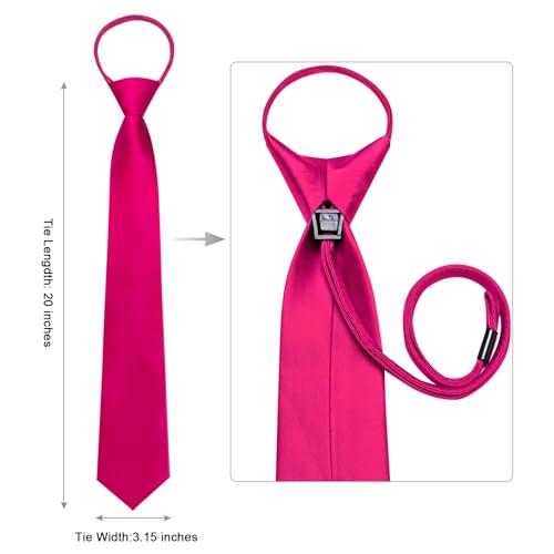 Image of Hi-Tie Zipper Ties for Men Pre-tied Tie Set Lapel Pin Pocket Square and Cufflinks Formal Business Wedding Adjustable Necktie