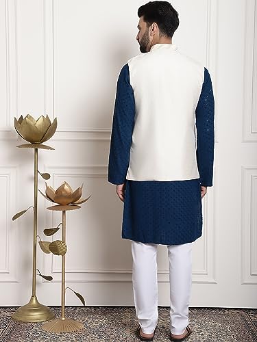 Image of SOJANYA (Since 1958 Men's Cotton Seqence Kurta & Pyjama with Nehrujacket