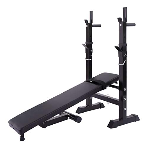 Sardoxx Adjustable Folding Fitness Barbell Rack & Weight Bench Set With Tilt Adjustment Function, Full Body Strength Training, For Home Gym Black #TOP7