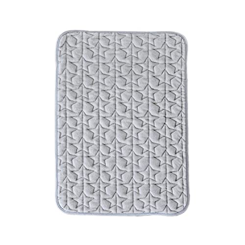 PUPPAPUPO ベビー 敷きパッド 60×90cm フランネル 冬用 星 チェリー キルト 四隅ゴム付き 赤ちゃん 新生児 敷パッド あったか 秋冬用02スター×グレー