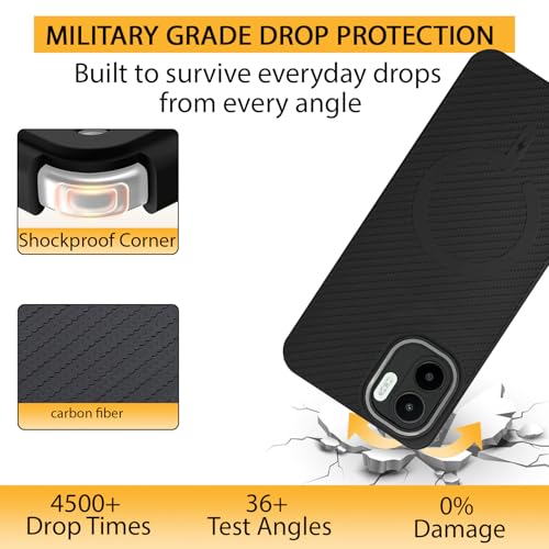 Image of LIRAMARK Rugged Carbon Fibre TPU Armor Silicone Back Cover Case for Redmi A1 / Redmi A2