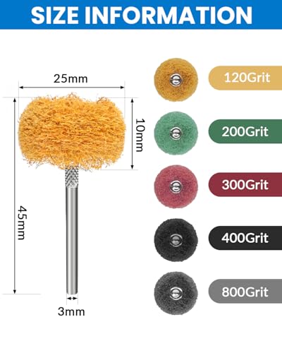 Image of 100Pcs Abrasive Buffing Wheels, 1 Inch Alumina Polishing Wheel Set, 1 /8 inch Shank Thickened Polishing Kit for Dremel Rotary Tools, Metal Rust Removal Wood Glass Jewelry Polishing