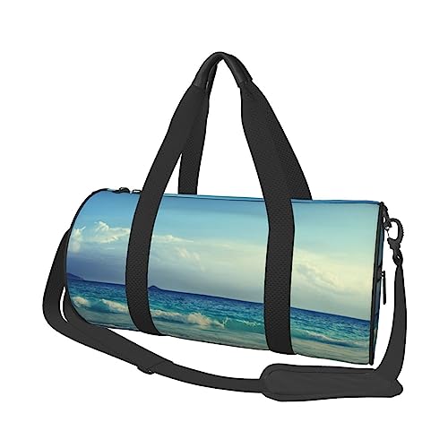 Sac de sport Seychelles à motif coucher de soleil, l'accessoire compact imprimé noir