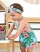 UNICOMIDEA Baby Girls Summer Hawaiian Flowers Clothes 2-3 Years Green Romper With Design Fashion Backless 3T Outfit With Headband Cute 3T Girls Sling Jumpsuit