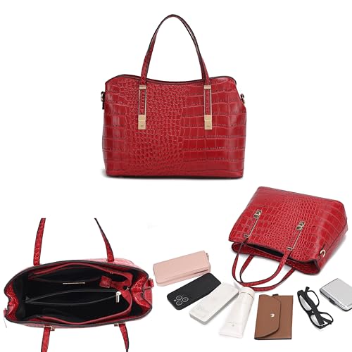 Bolso tipo tote para mujer de la colección MKF, con estampado de cocodrilo en cuero vegano, bolso satchel de moda diseñado para uso diario o cruzado miniatura 6
