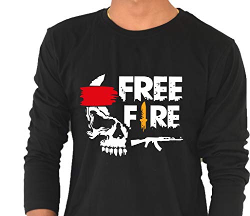 Image of Men's Cotton Free Fire Round Neck Full Sleeve Black T-Shirt
