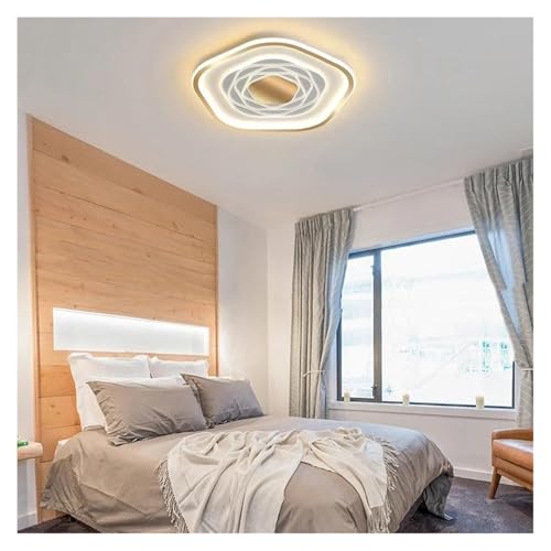 Plafonnier LED pentagonal or 40cm blanc chaud pour salon - 6