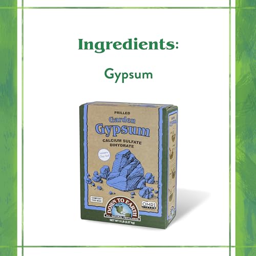 Down To Earth All Natural Fertilizers Organic Prilled Garden Gypsum - Calcium Sulfate Loosens Clay Soil Greens Grade Mini Granules, 5 lb