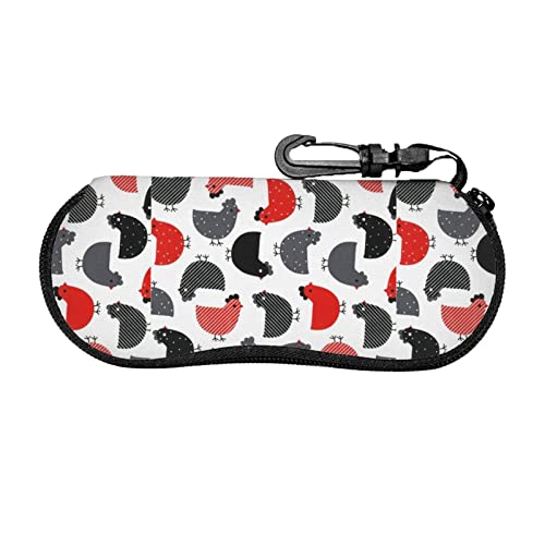 LEEHBFF Estuche creativo para gafas de pollo de dibujos animados, unisex, suave, caja de seguridad para gafas con cremallera y clip para cinturón