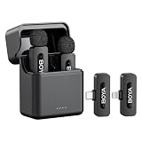 Boya V3 Combo ワイヤレスマイク-ピンマイク iPhone＆Androidスマホマイク 100m伝送距離 ノイズキャンセリング 36時間使用可能 360°回転クリップ 充電ケース付き小型マイク YouTube/TikTok/動画撮影/ライブ配信等に対応（Lightning＆USB-C）