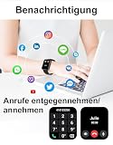 Dakofied Smartwatch Damen Herren 1.85' Fitnessuhr mit Bluetooth-Telefonfunktion AI...