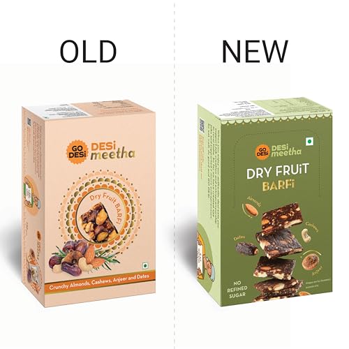 Image of GO DESi Classic Kaju Katli 200 grams & Dry Fruits Barfi, 400 grams 20 Individually Wrapped Burfi, Dates Bar Combo