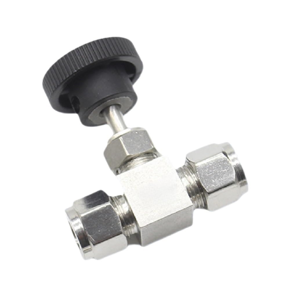 Yjqhody One Color Stainless Steel Control Valve Straight Needle Valve Compression Tube, Ss304 Material Inline Flow Control Manual Adjustment 1Piece(1/2Inch)
