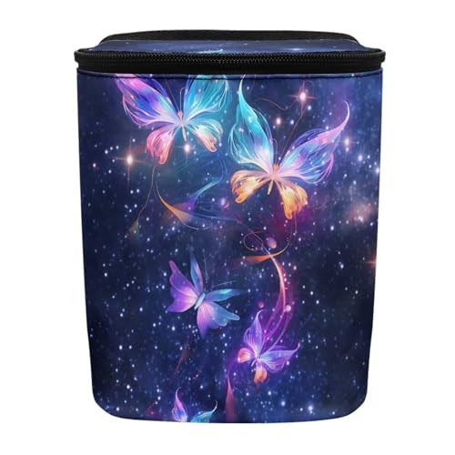 Image of Galaxy Butterfly Car Trash Can with Lid,Butterfly Car Interior Set Zipper Auto Garbage Hanging Leak Proof Vehicle Trash Bin Rubbish Storage Bag for Most Vehicle Back /Front Seat /Console