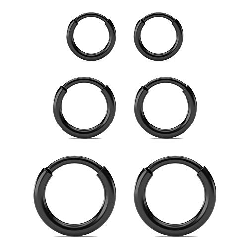 Image of Surgical Stainless Steel Hoop Earrings - Endless Small Hoop Earrings Set for Men Women, Hypoallergenic Tragus Earrings(8 /10 /12 /14mm)