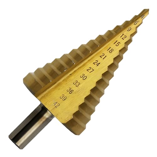 Bohrer, 14 Stufen Hochgeschwindigkeits-Stahlkegelbohrer, 4–42 mm/0.16-1.65 inch HSS-Kegellochbohrer, Spiralnut-Schälbohrer für Holz, Kunststoff, Metall