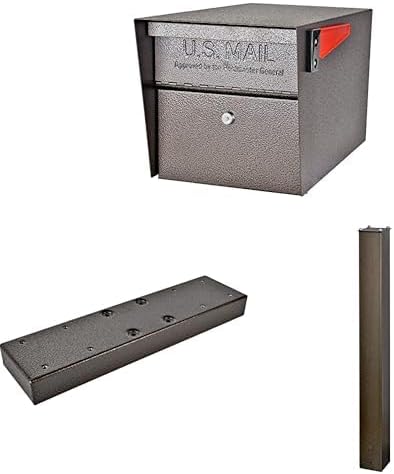 Mail Boss Mail Manager X2 In-Ground Mount Combo Kit Locking Metal Standard Mailbox - Bronze