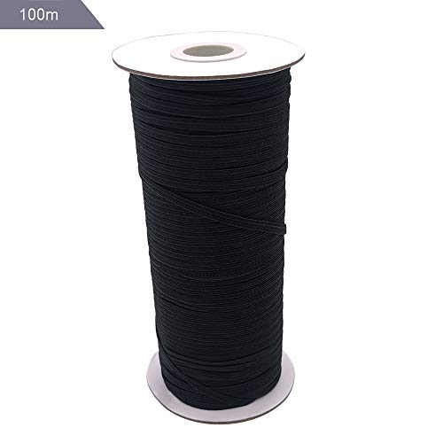 3mm Cuerda Elastica, Cordón Goma Elástico Bandas, para Costura, Tejer, Artes y Manualidades- Negro
