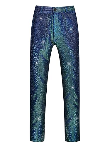 Lars Amadeus Glitter Pants for Men's Disco Party Dance Sparkle Shiny Slacks Trouser