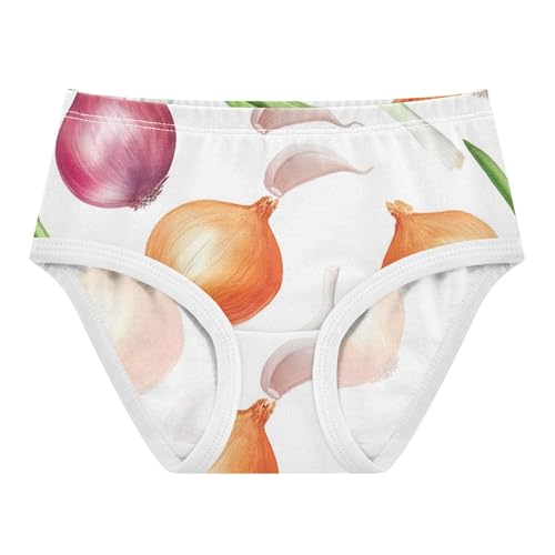 Watercolor Green Onions Garlic Panties Little Girl Girls Underwear Toddler Cotton Funny Briefs Undies Kids 2t