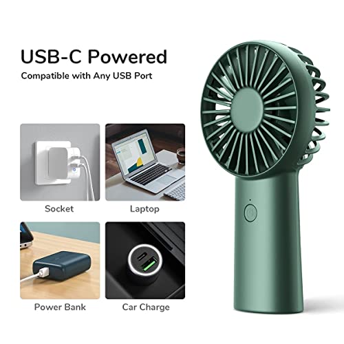 Jisulife Handheld Fan, 4000Mah Portable Hand Fan, Mini Personal Rechargeable Hand Held Fan, Max 16Hrs Battery Operated Usb Small Fan With 3 Speeds For Outdoor Travel Commute Office Women Men-Green #TOP5