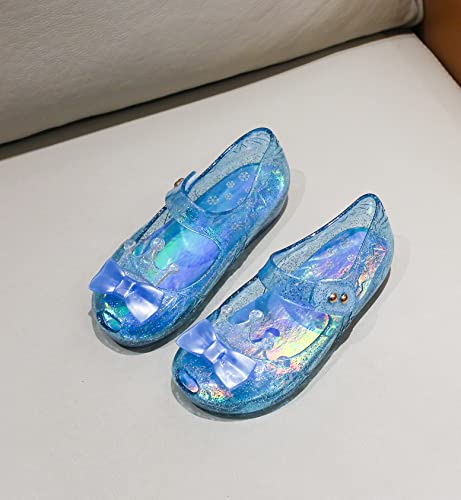 Image of Jelly Shoes for Girls Princess Dress Up Flat Sandals for Toddler Cosplay Clear Glitter Jellies Mary Janes with Bow /Crown