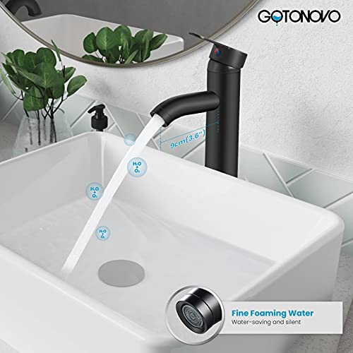 Gotonovo Bathroom Vessel Sink Faucet Single Handle Matte Black Lavatory Vanity Mixer Tap Tall Spout Single Hole thumb #2